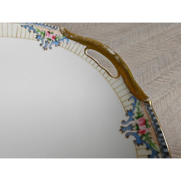 Noritake Savoy Handled Porcelain Serving Tray 10" Floral Gold Trim Vintage Japan - Picture 6 of 8